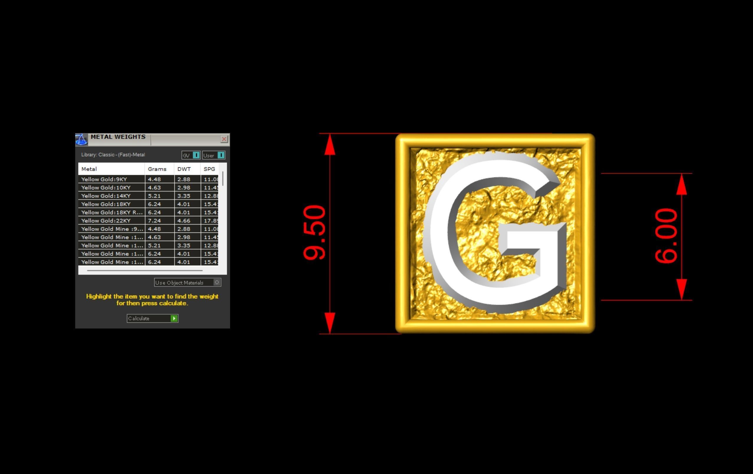 G Letter Nugget Bracelet Bead in 4 sizes 3D print model_7