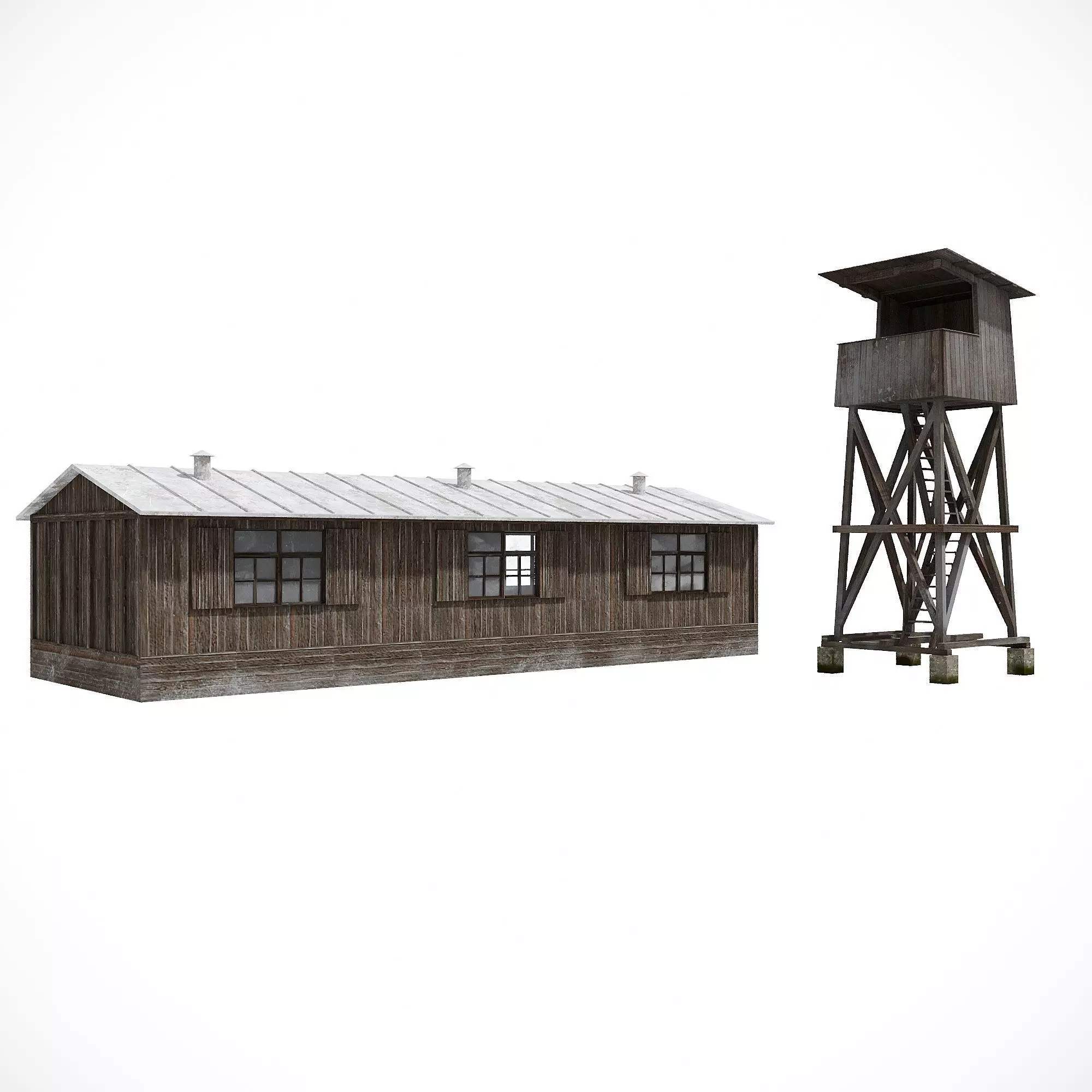 Military Watchtower Pack Low-poly 3D model Low-poly 3D model_0