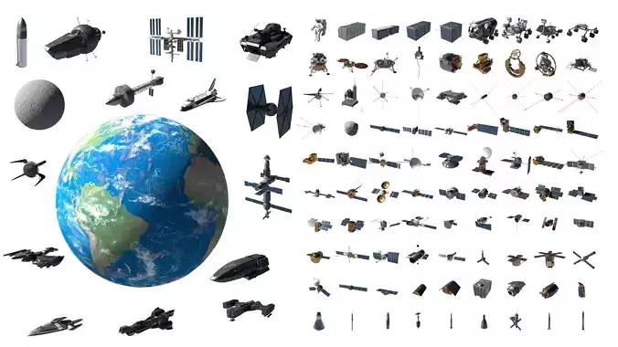 Space  Kitbash  Low-poly 3D model