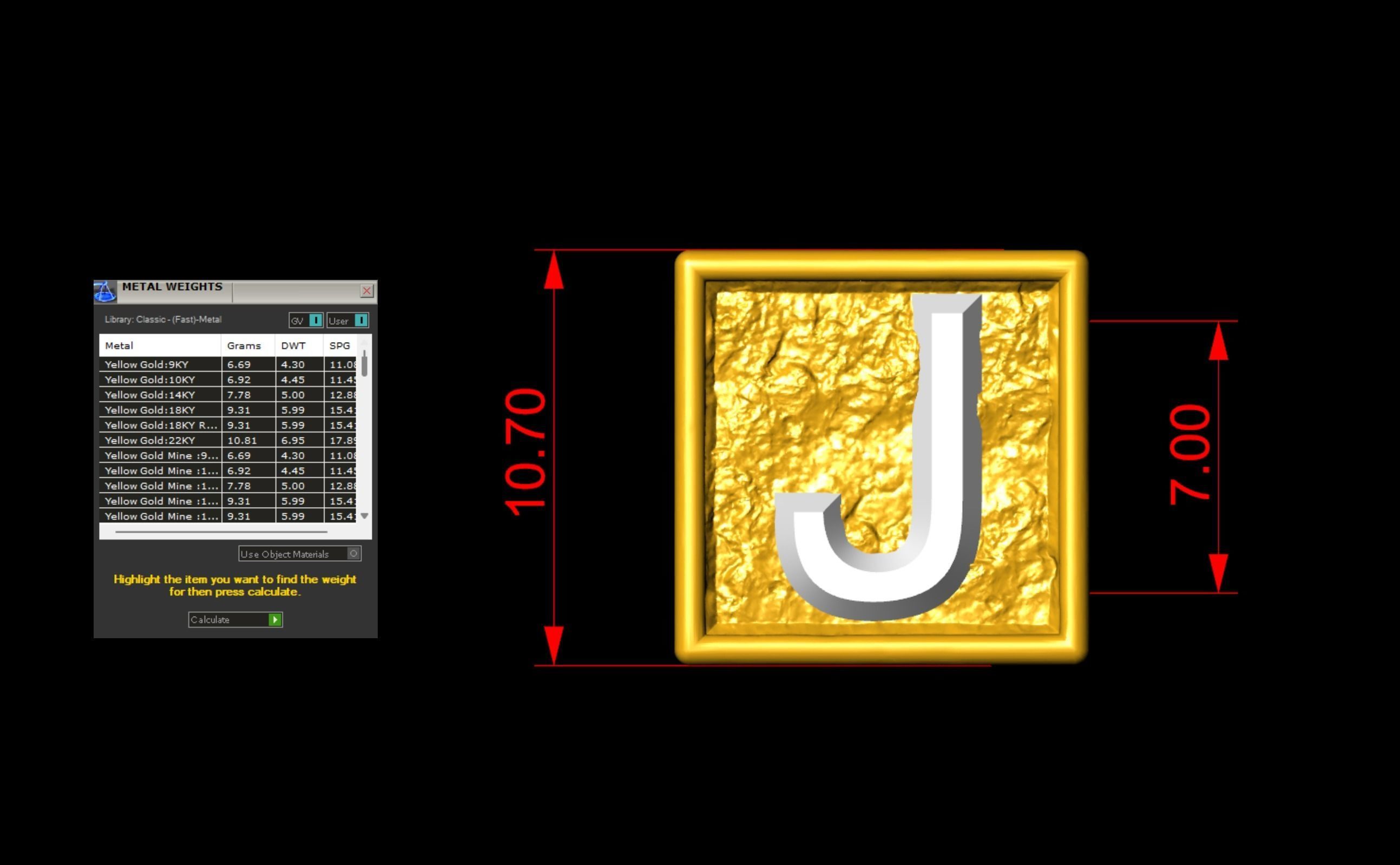 J Letter Nugget Bracelet Bead in 4 sizes 3D print model_8