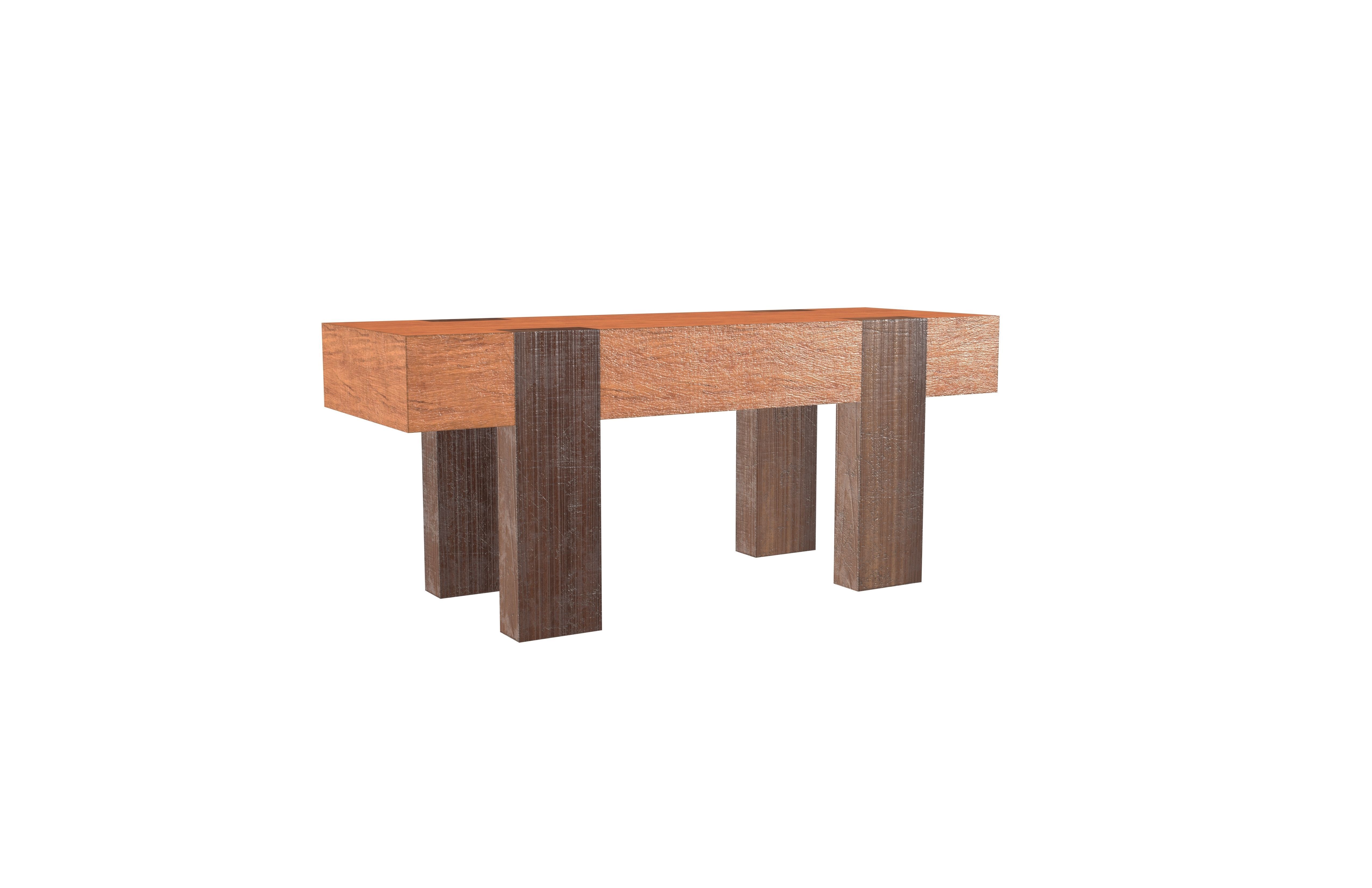 Modern Outdoor Bench v1 001 Low-poly 3D model_1