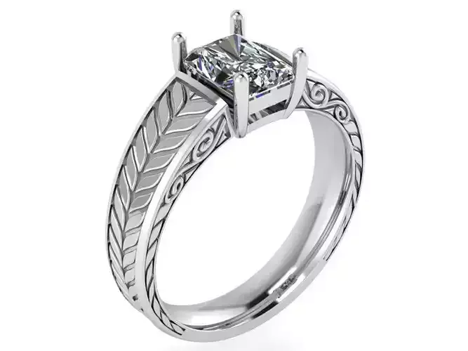 Octagonal Halo Diamond ring 2533 3D print model