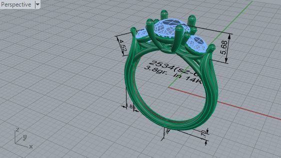 3-Stone Diamond ring 2534 3D print model 3D print model_7