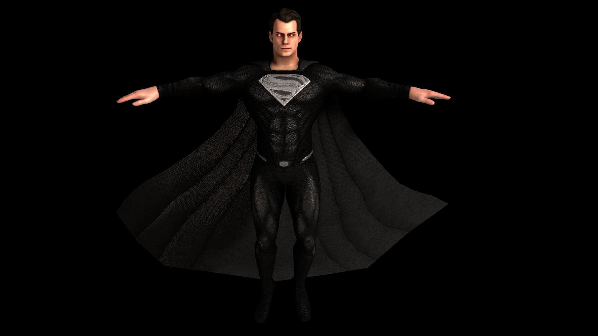 Superman Henry Cavill Black Suit 3d Model 3D model_2