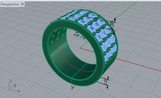 3-Row Diamond ring 2536 3D print model 3D print model_7