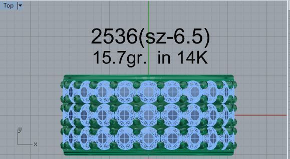 3-Row Diamond ring 2536 3D print model 3D print model_4