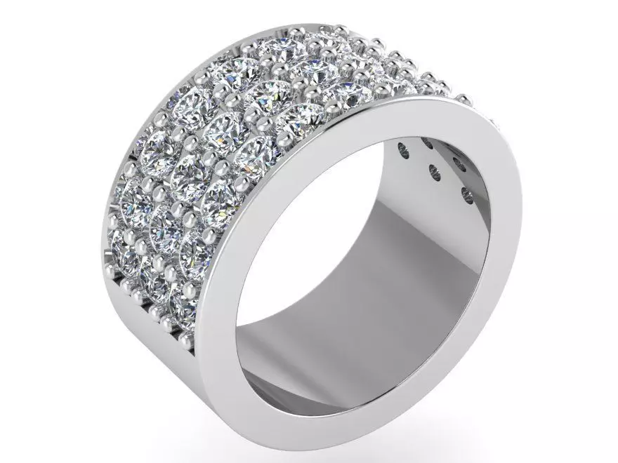 3-Row Diamond ring 2536 3D print model 3D print model_0