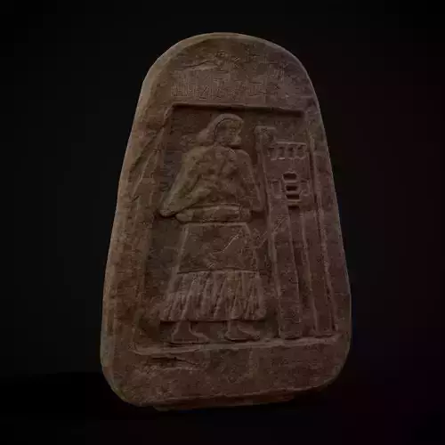 Old Brown Low Relief Headstone Low-poly 3D model