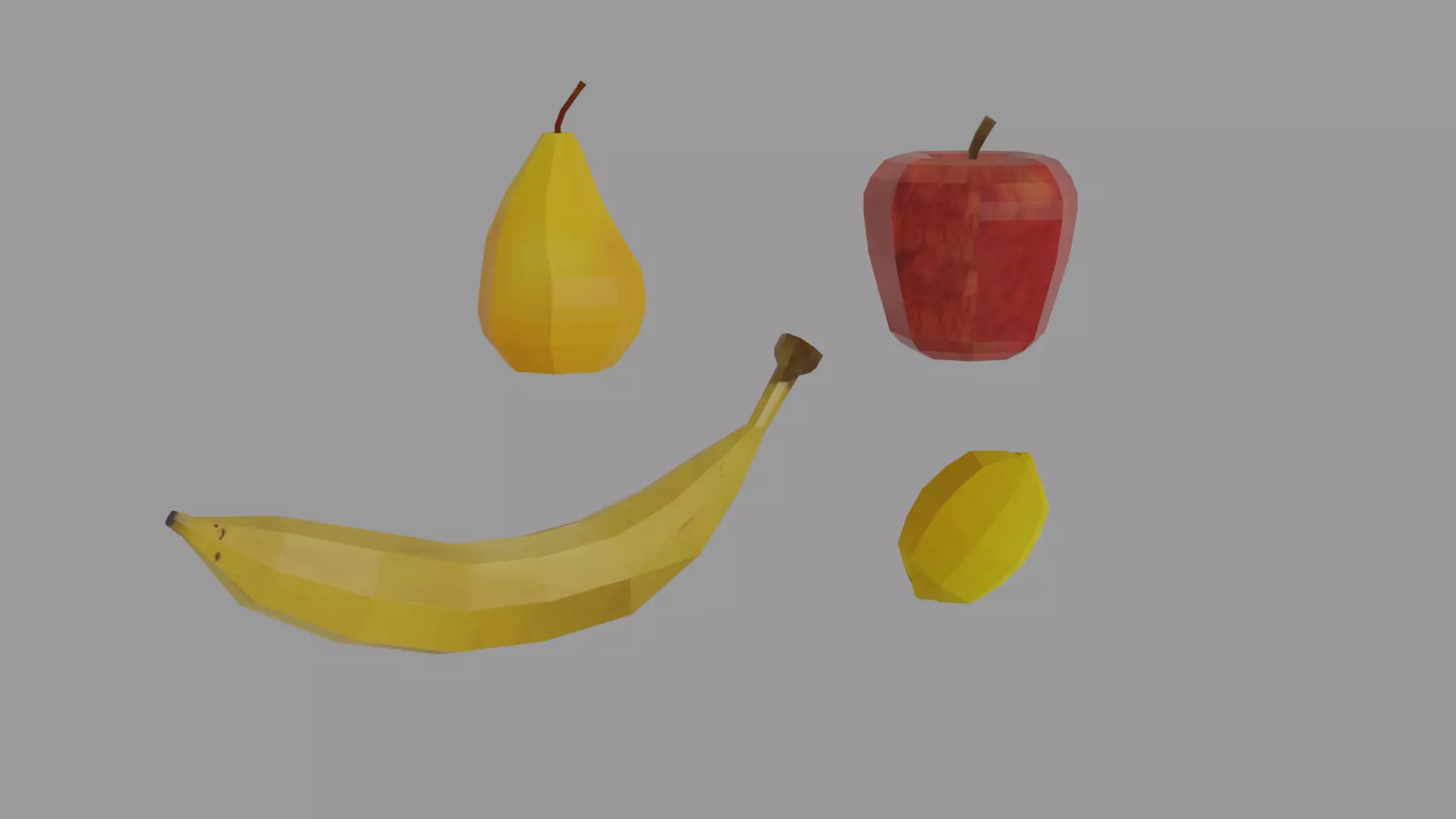 pack of low poly fruits 3D model_0