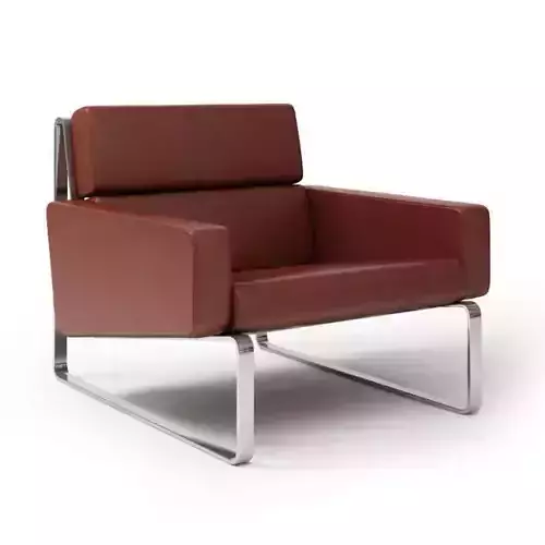 Red Armchair With Metal Legs