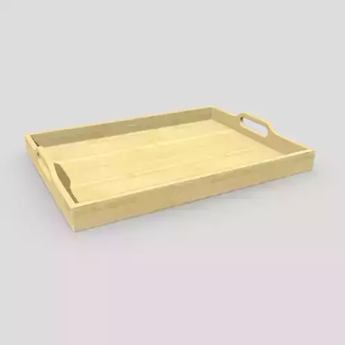 Tray 3 wooden with handles Low-poly 3D model