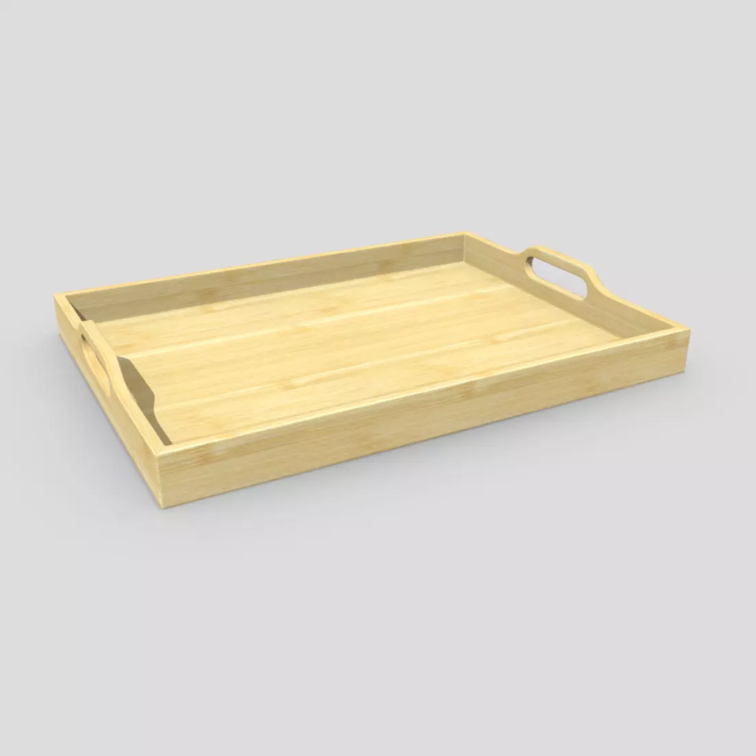 Tray 3 wooden with handles Low-poly 3D model_0