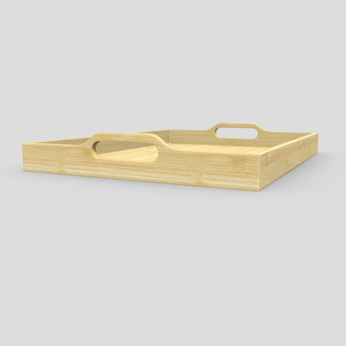 Tray 3 wooden with handles Low-poly 3D model_3