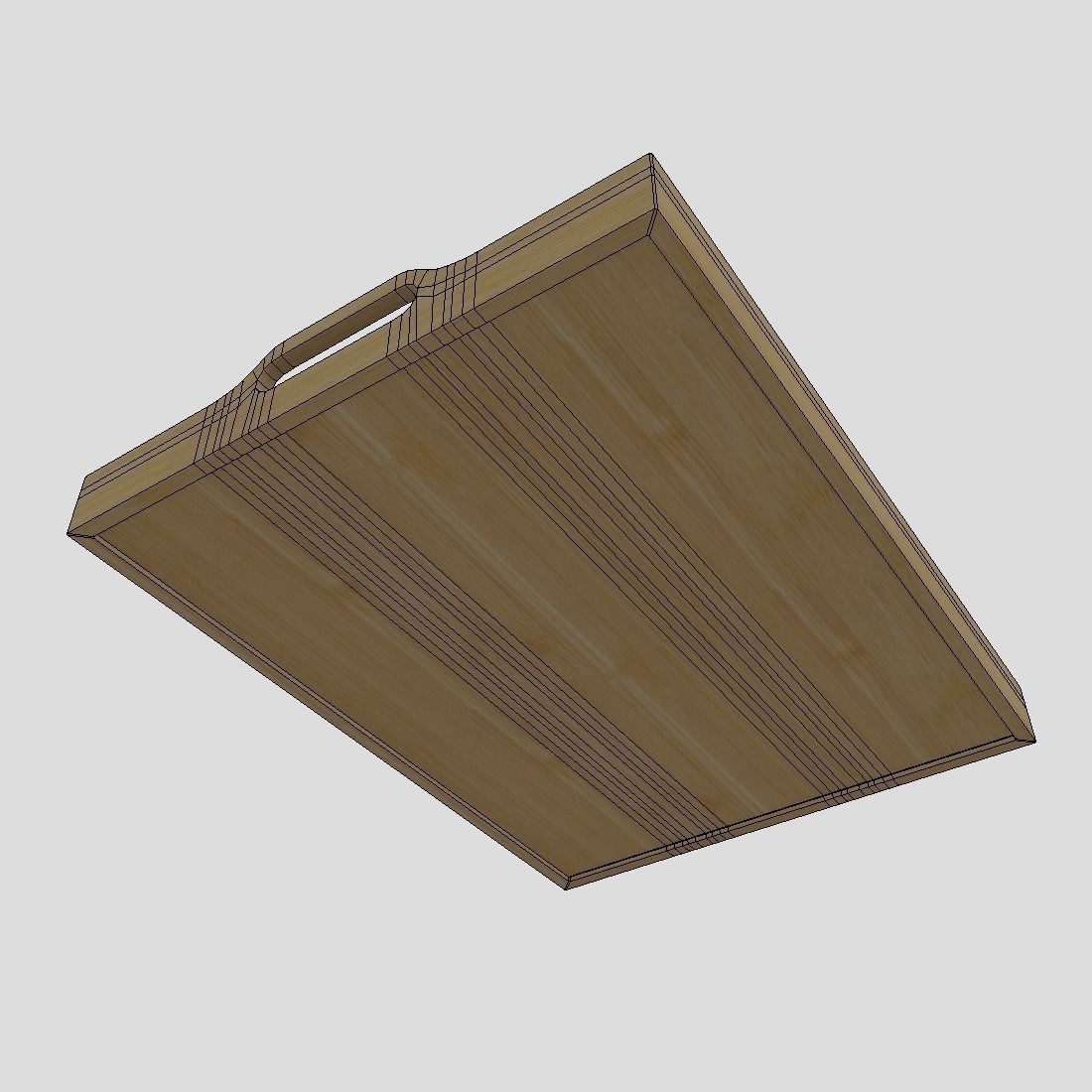Tray 3 wooden with handles Low-poly 3D model_8