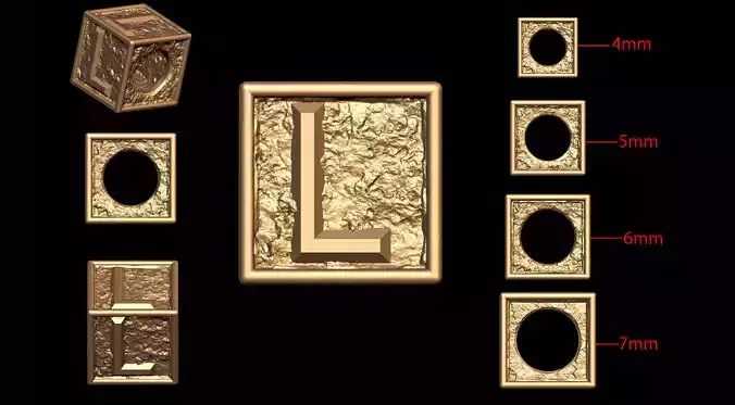 L Letter Nugget Bracelet Bead in 4 sizes