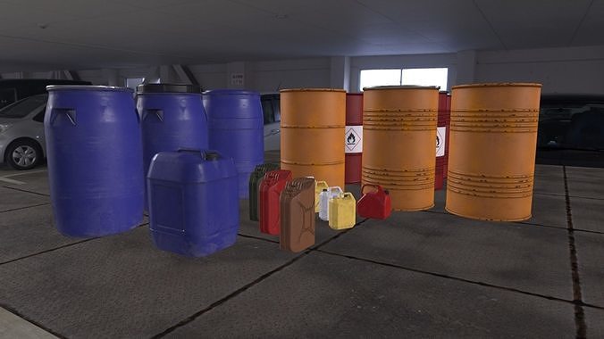 drums and cans lowpoly Low-poly 3D model