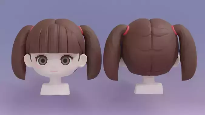 Chibi Female Hair Style 14 3D model