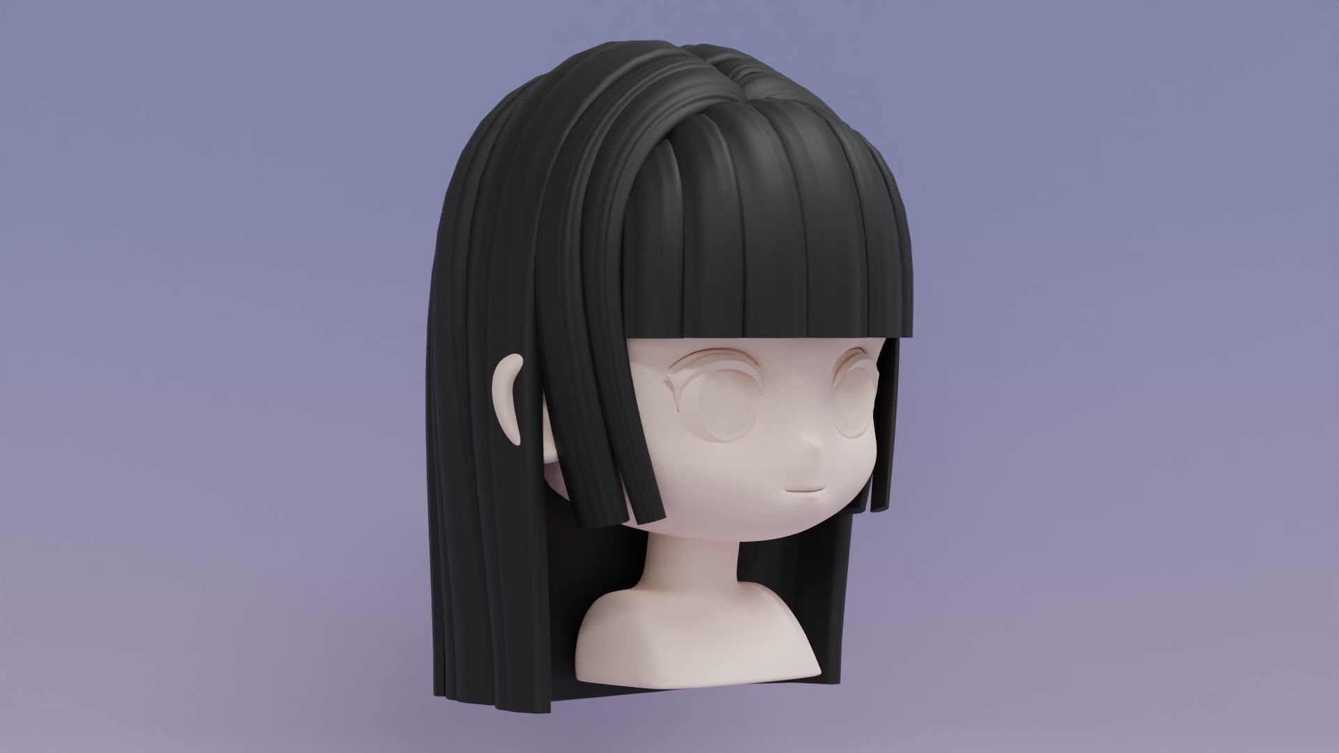 Chibi Female Hair Style 15 3D model_3