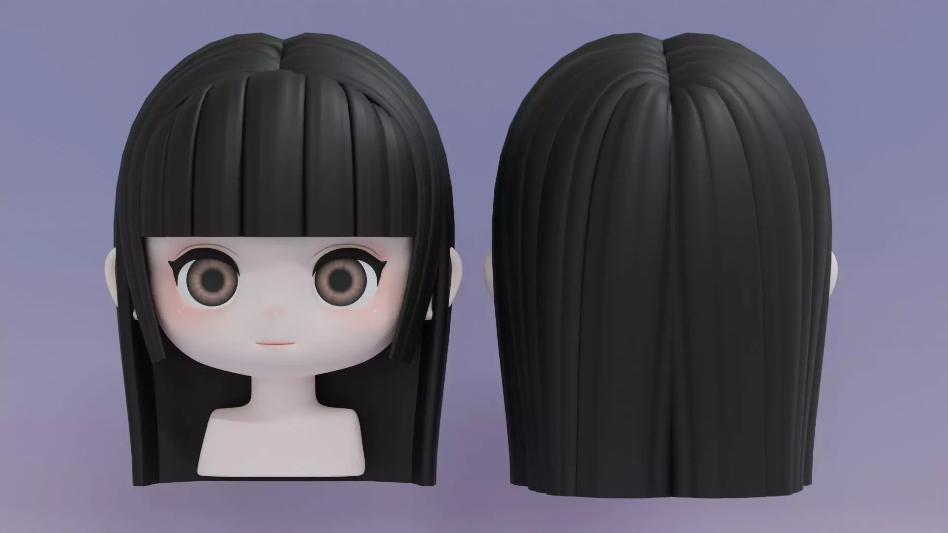 Chibi Female Hair Style 15 3D model_0