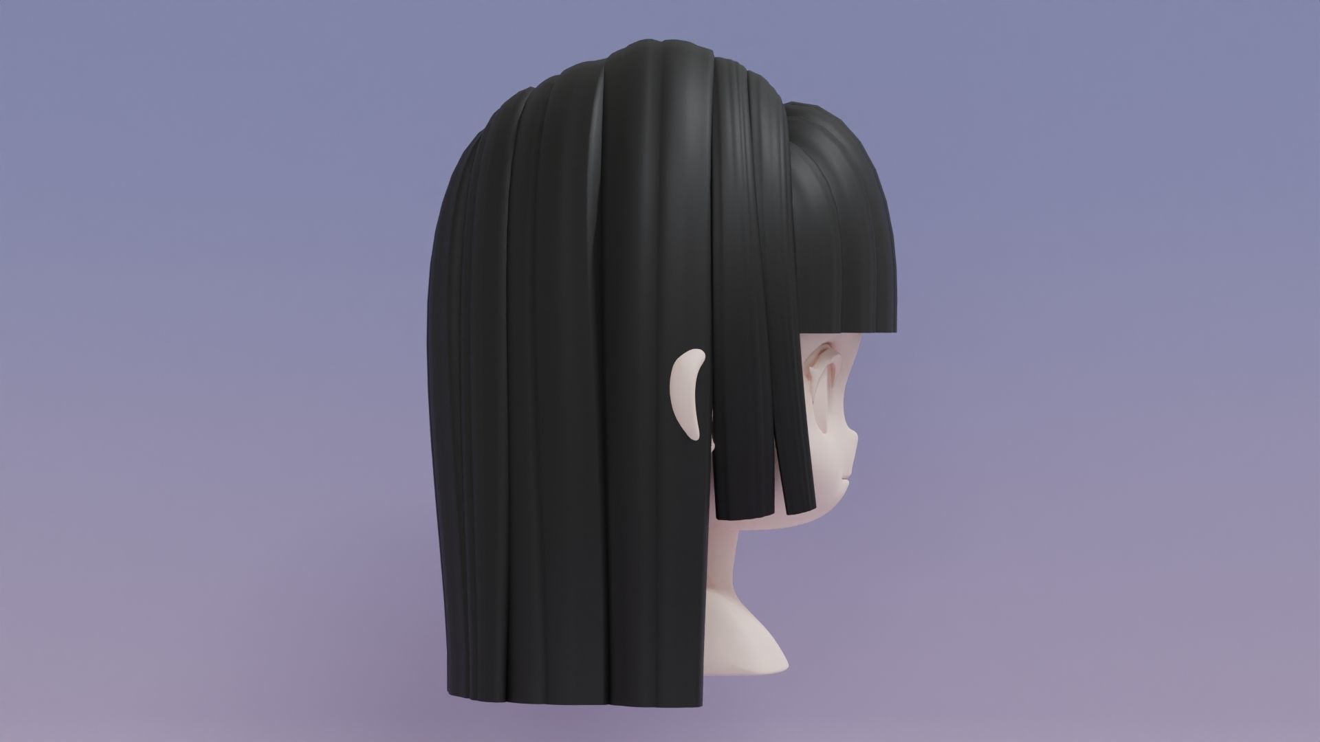 Chibi Female Hair Style 15 3D model_4