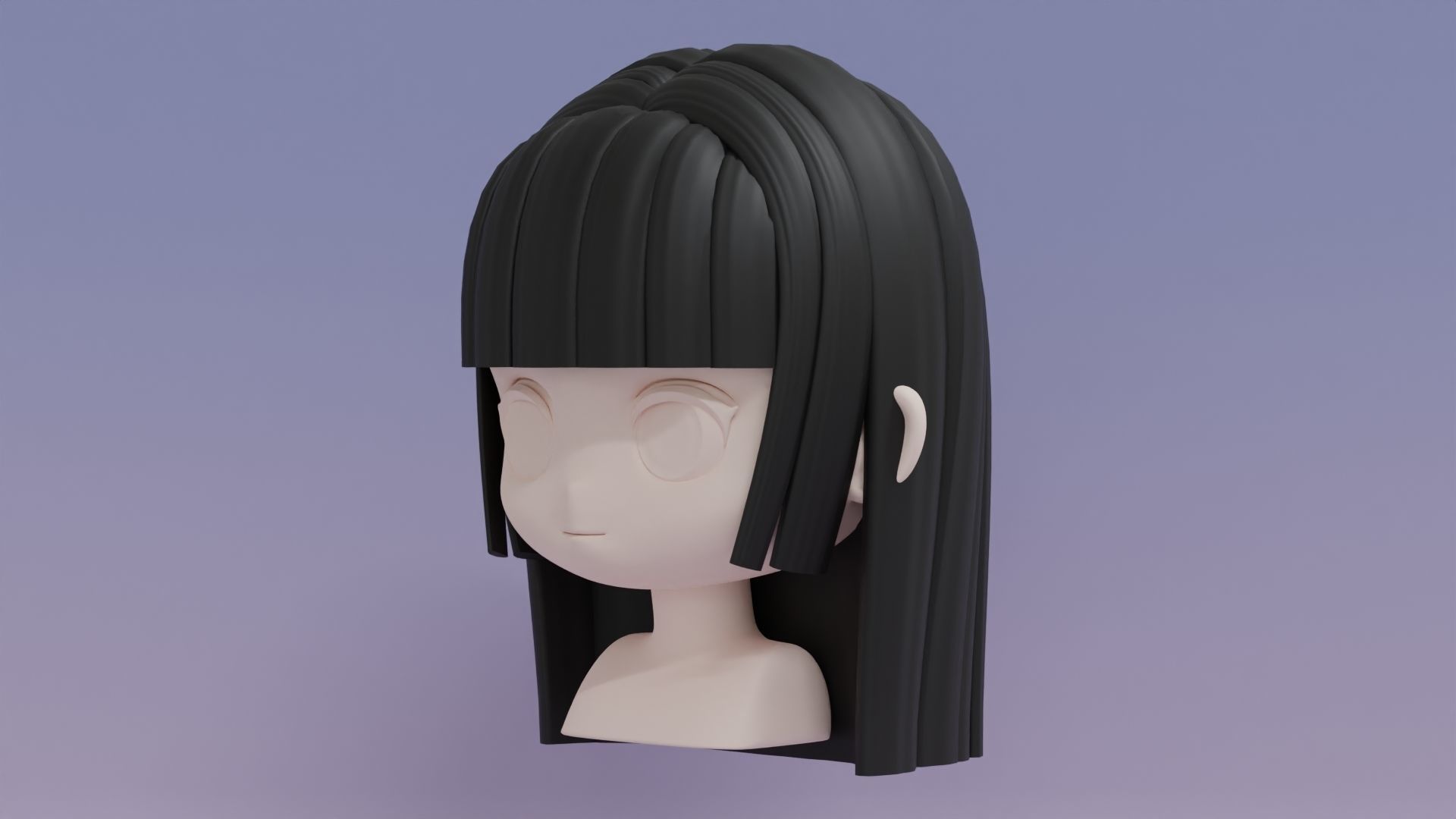 Chibi Female Hair Style 15 3D model_9