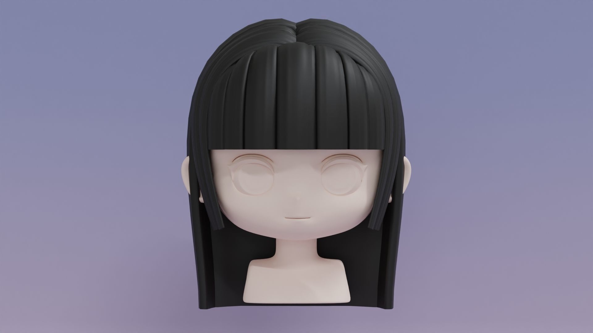 Chibi Female Hair Style 15 3D model_2