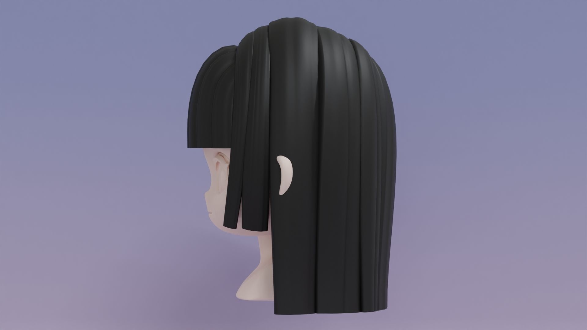 Chibi Female Hair Style 15 3D model_8