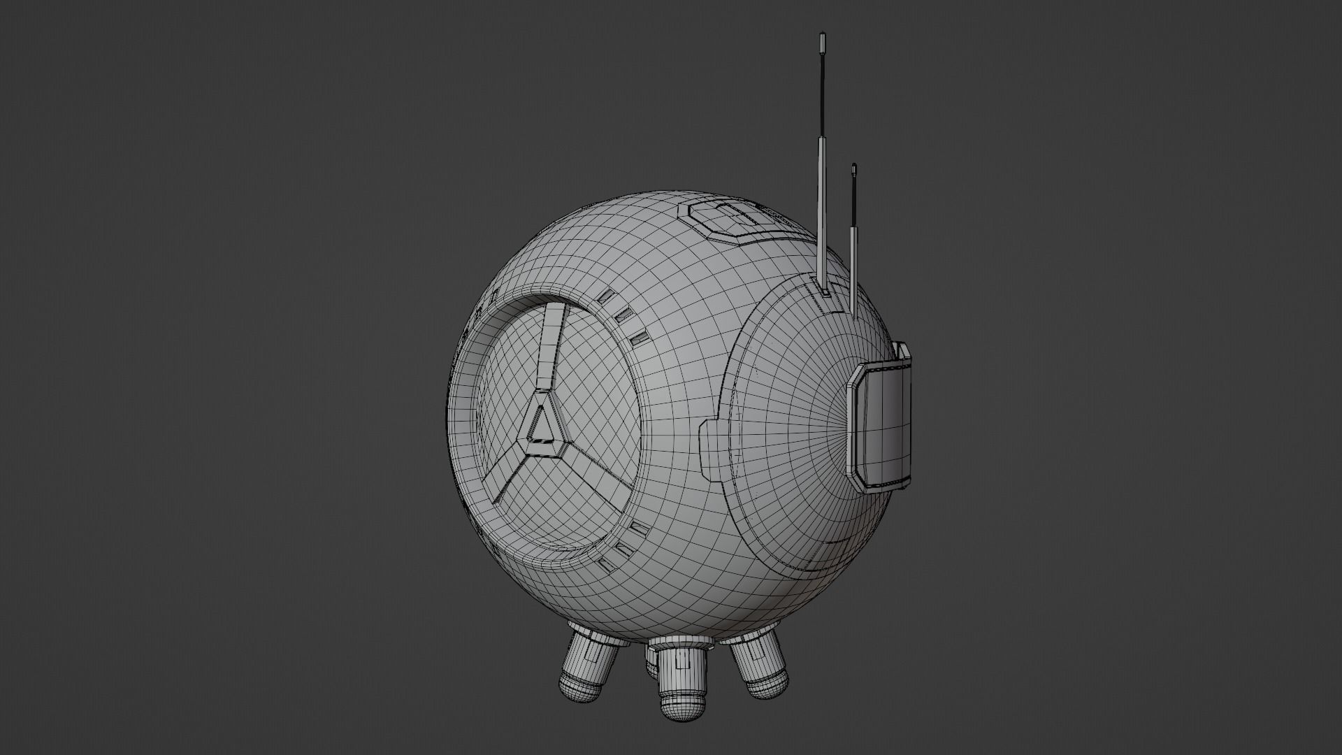 PR-02MV futuristic space ball Low-poly 3D model_5