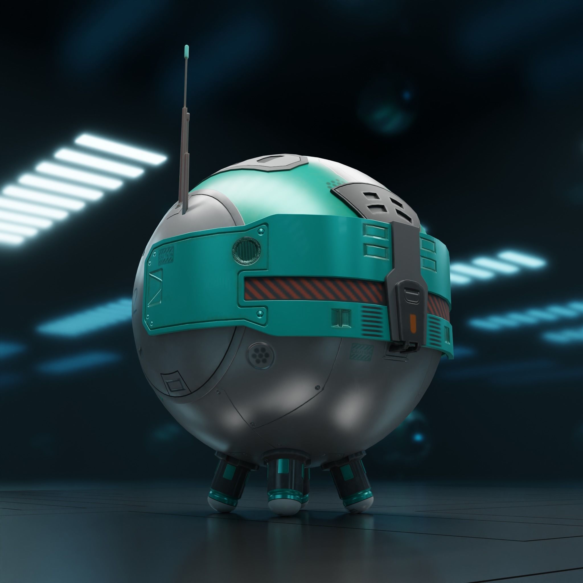 PR-02MV futuristic space ball Low-poly 3D model_2