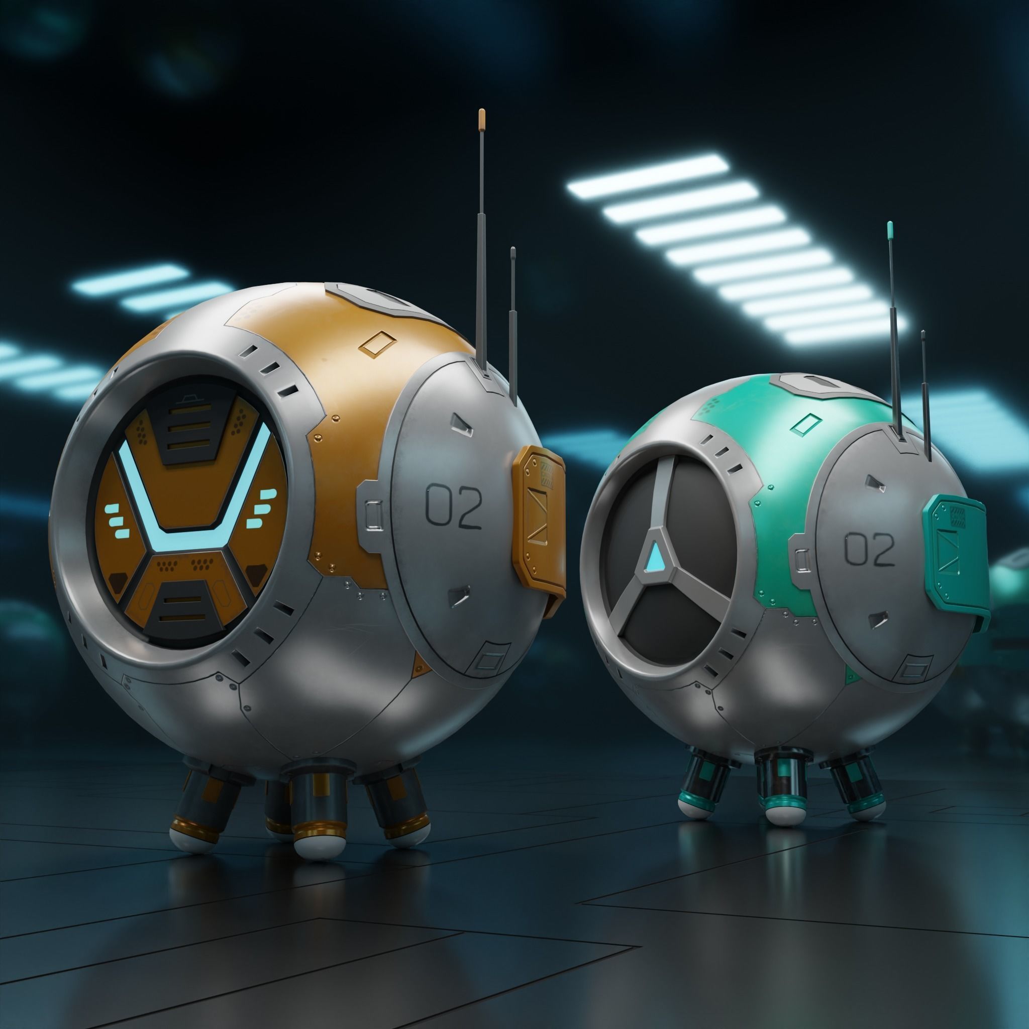 PR-02MV futuristic space ball Low-poly 3D model_4