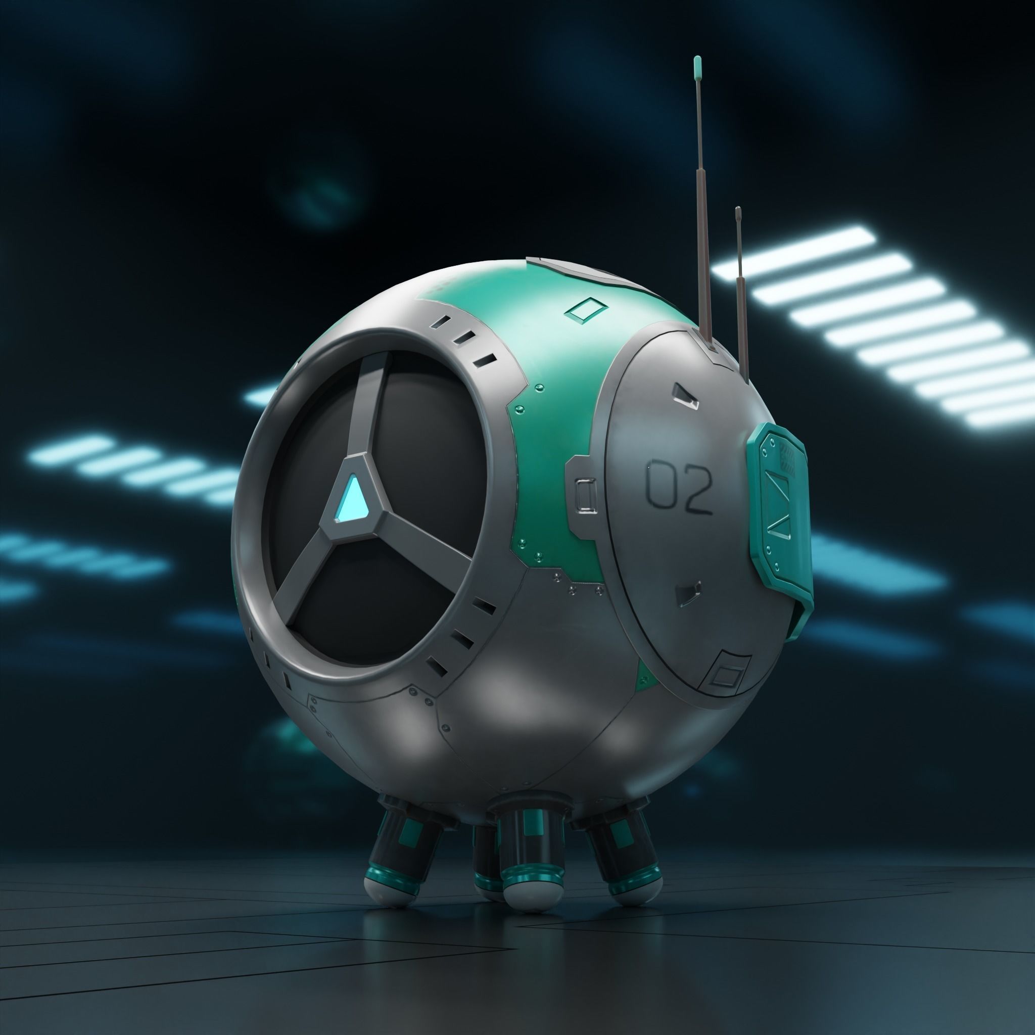PR-02MV futuristic space ball Low-poly 3D model_1