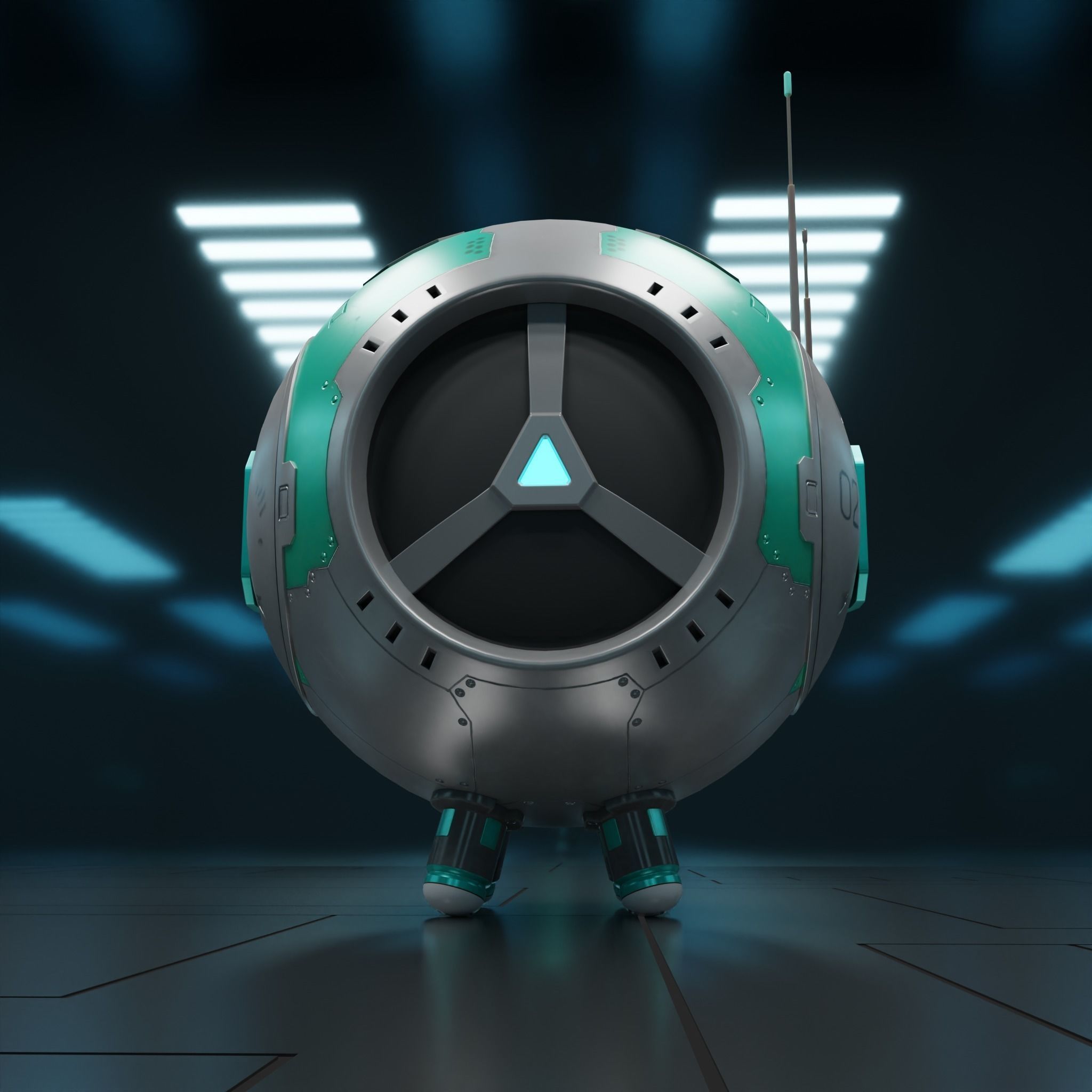 PR-02MV futuristic space ball Low-poly 3D model_3