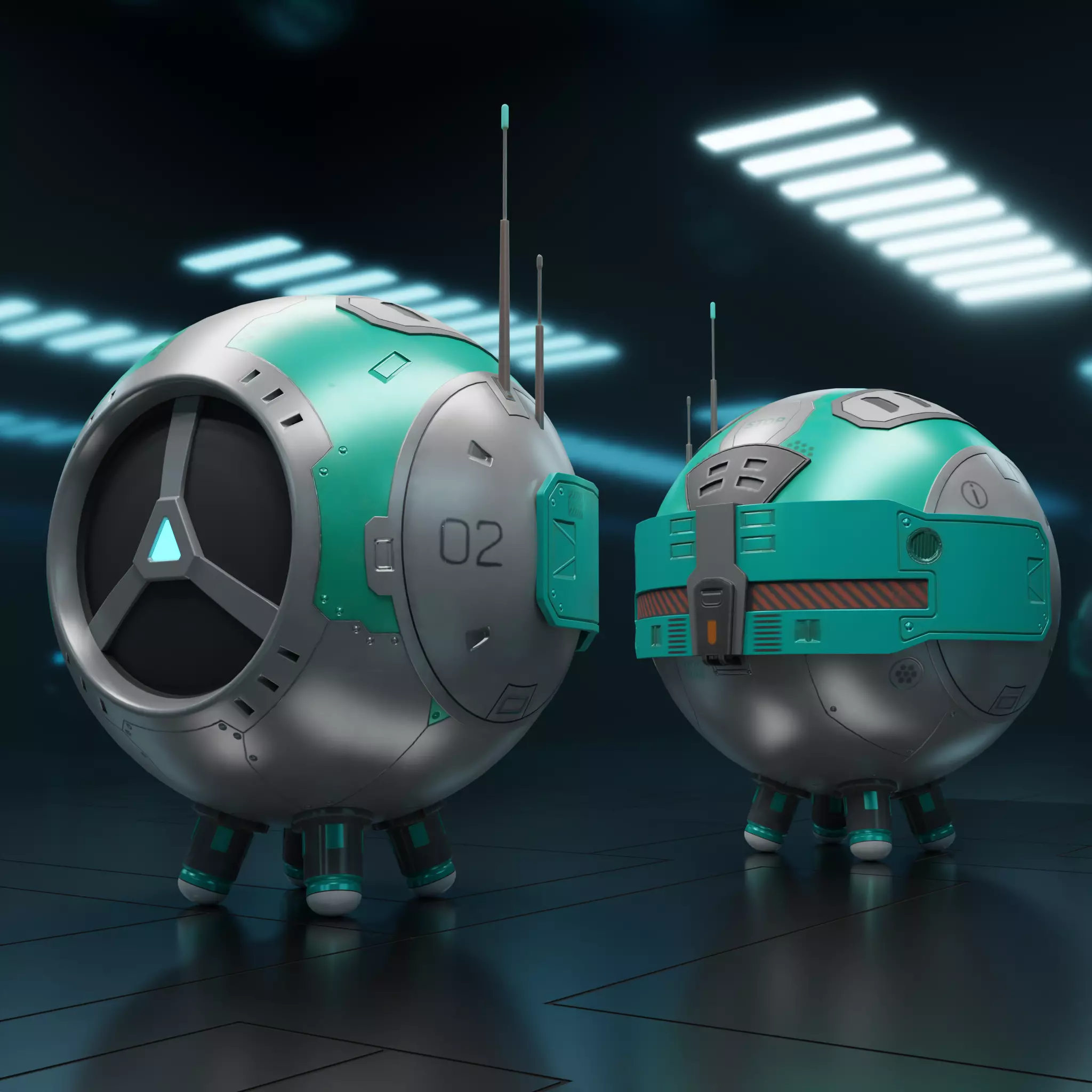 PR-02MV futuristic space ball Low-poly 3D model_0