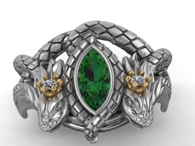 snake ring 3D print model_1