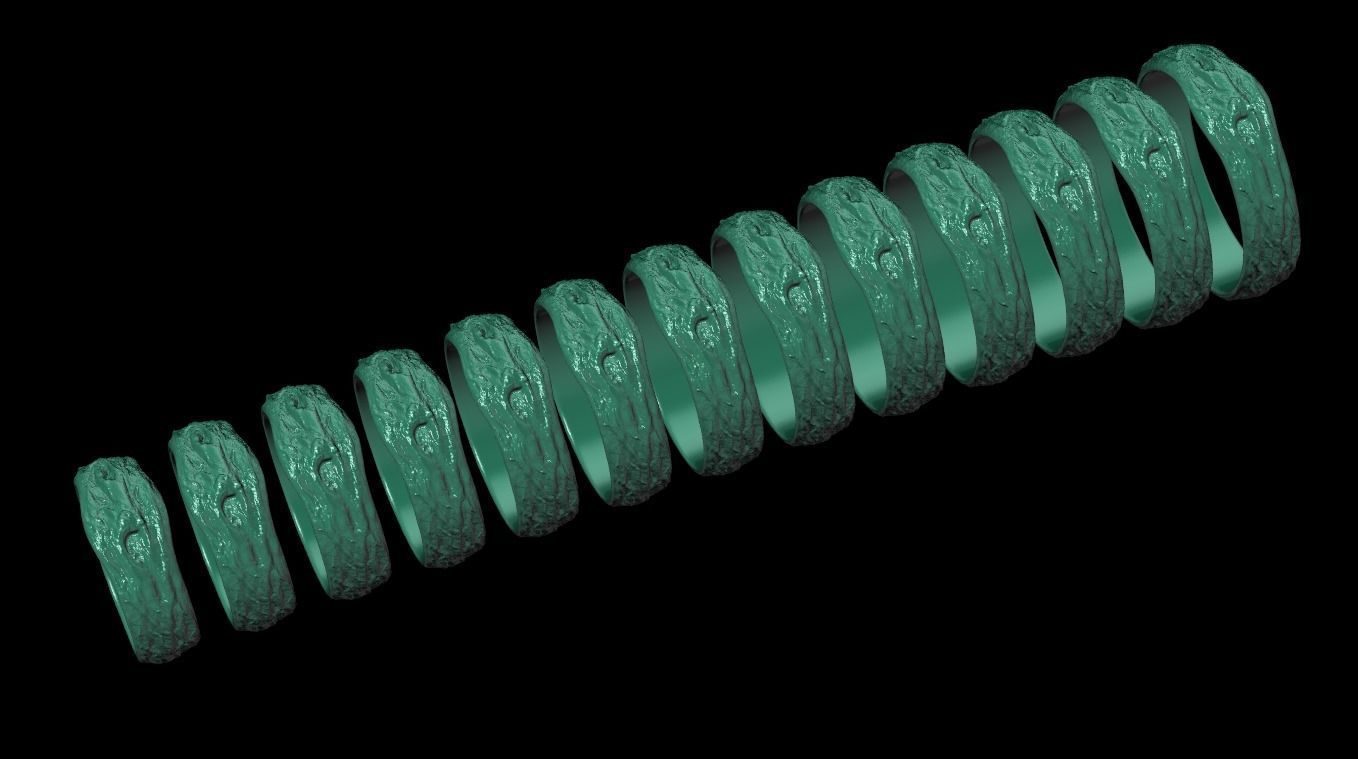 tree wedding male bark ring  and female branch ring 598 3D print model_5
