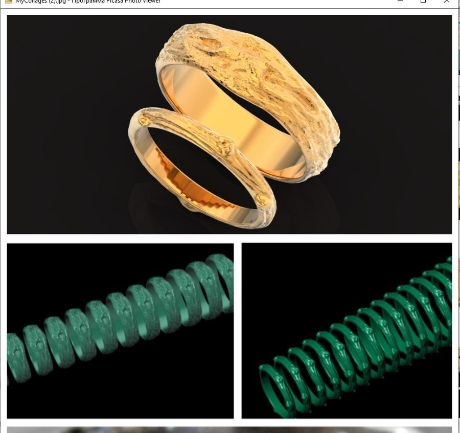 tree wedding male bark ring  and female branch ring 598 3D print model_58