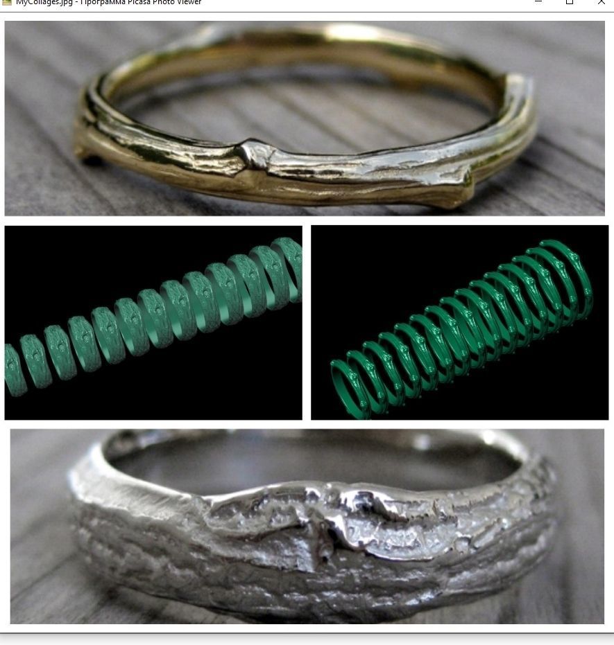 tree wedding male bark ring  and female branch ring 598 3D print model_59