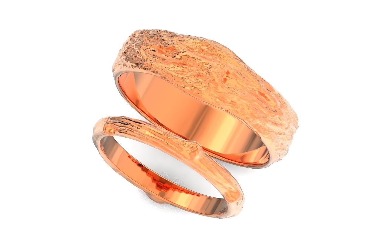 tree wedding male bark ring  and female branch ring 598 3D print model_55