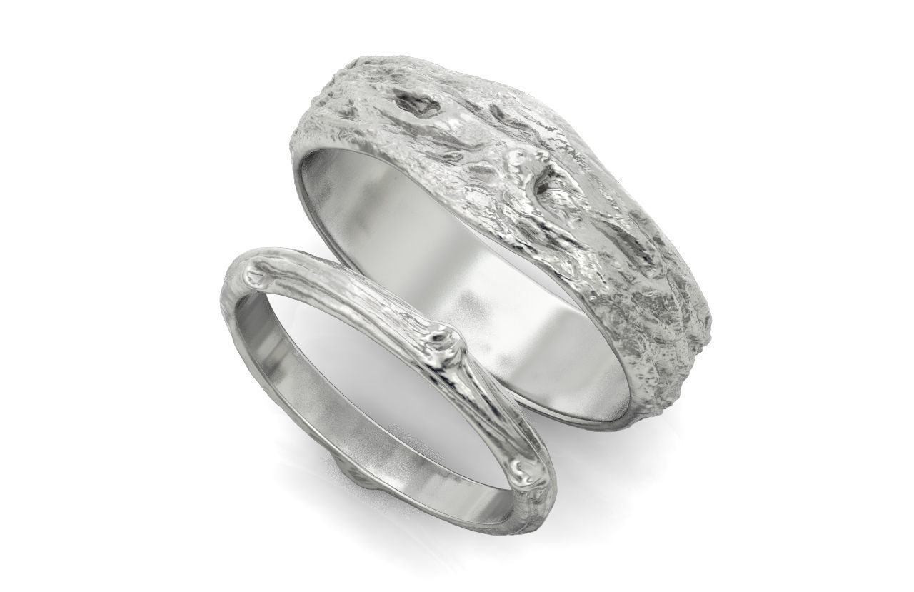 tree wedding male bark ring  and female branch ring 598 3D print model_56