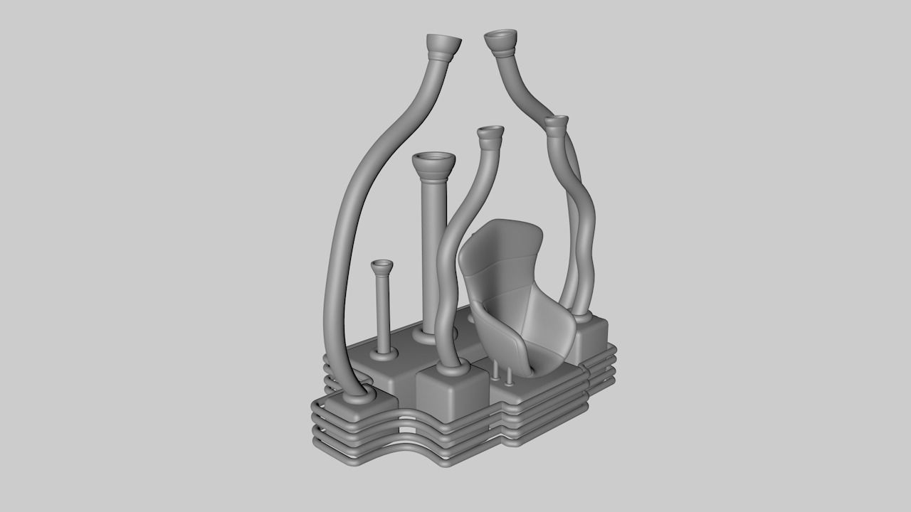 Cartoonish Throne 3D model_4