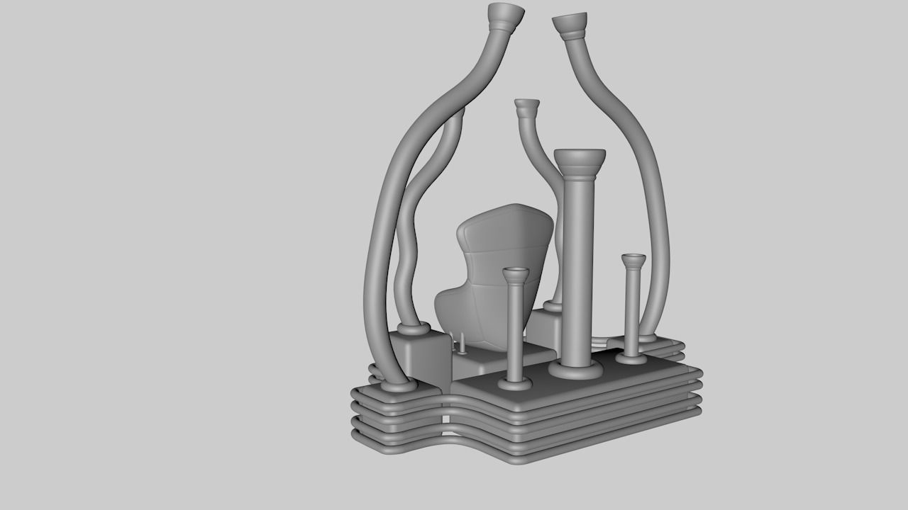 Cartoonish Throne 3D model_3