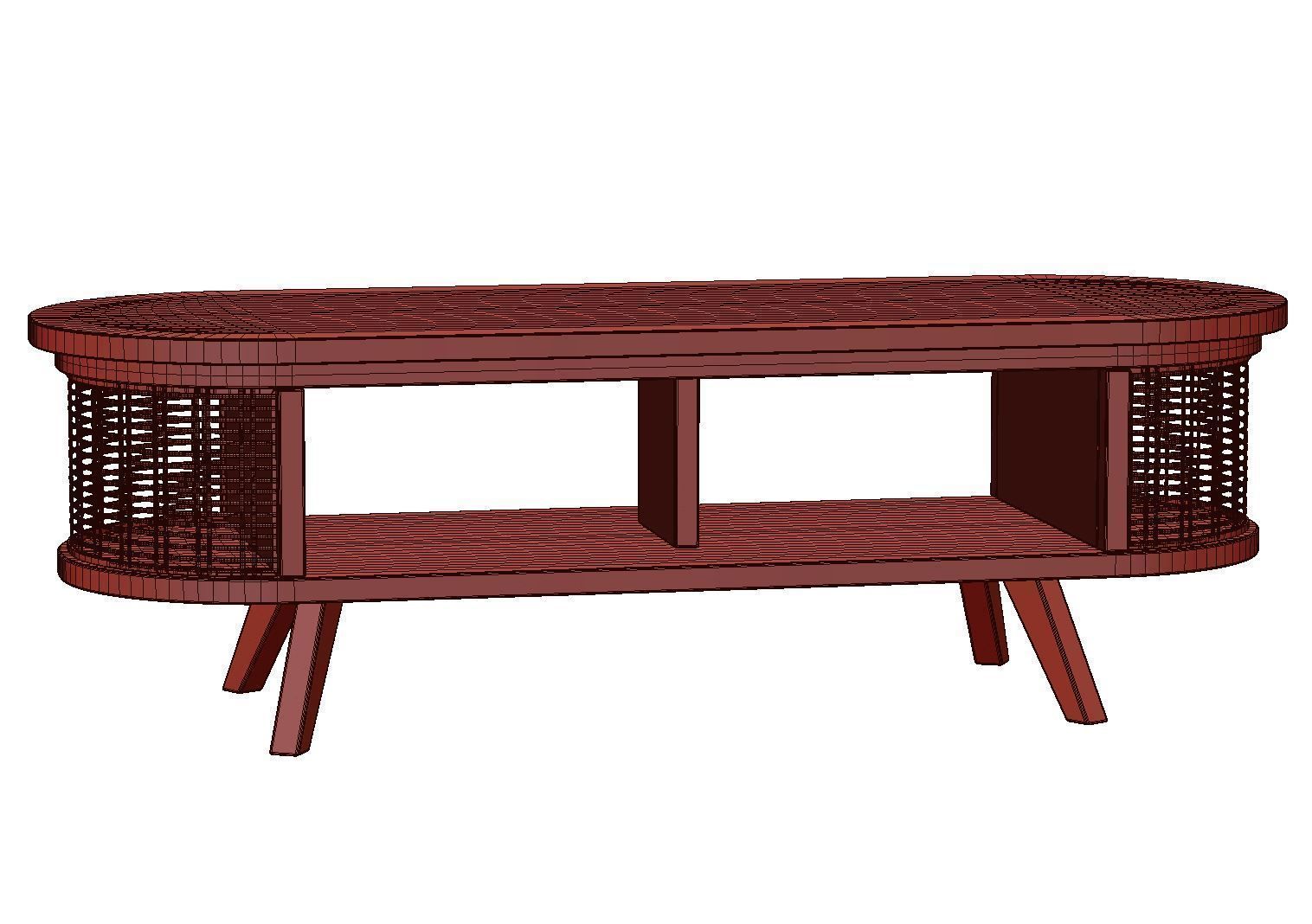 Noa wooden rattan coffee table NR01 by Bpoint Design 3D model_4