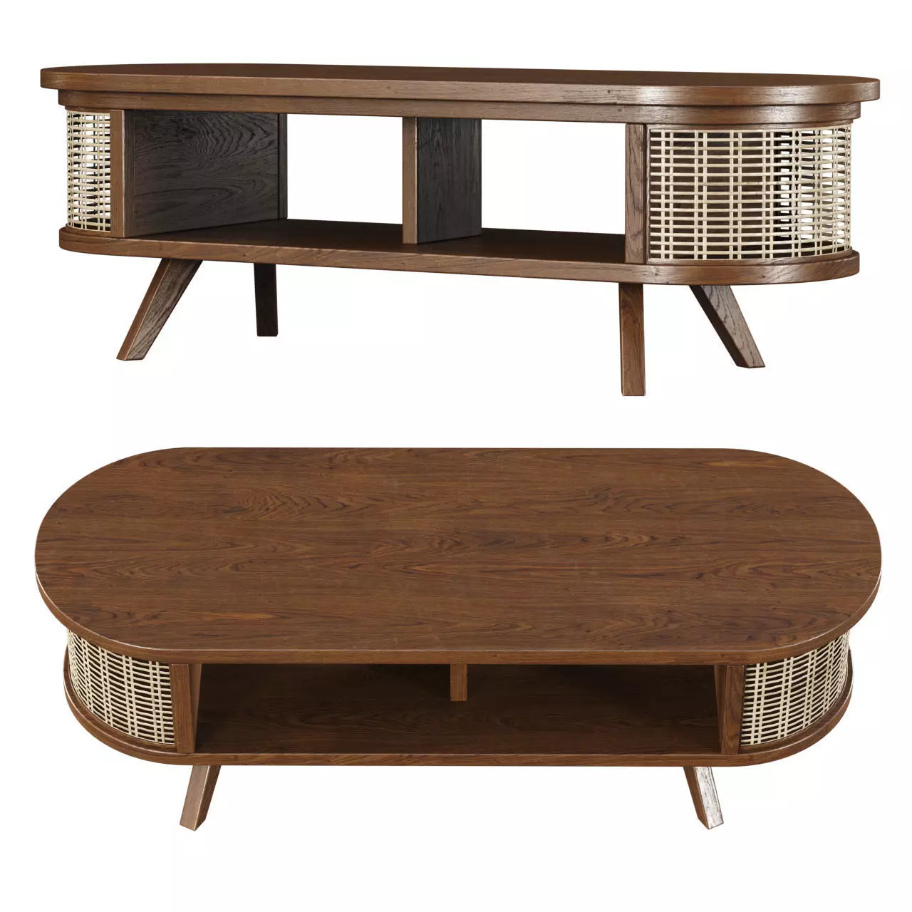 Noa wooden rattan coffee table NR01 by Bpoint Design 3D model_0