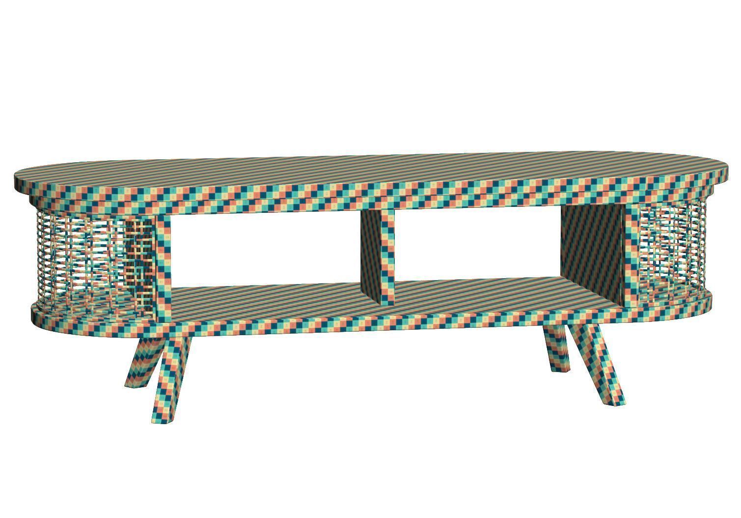 Noa wooden rattan coffee table NR01 by Bpoint Design 3D model_5