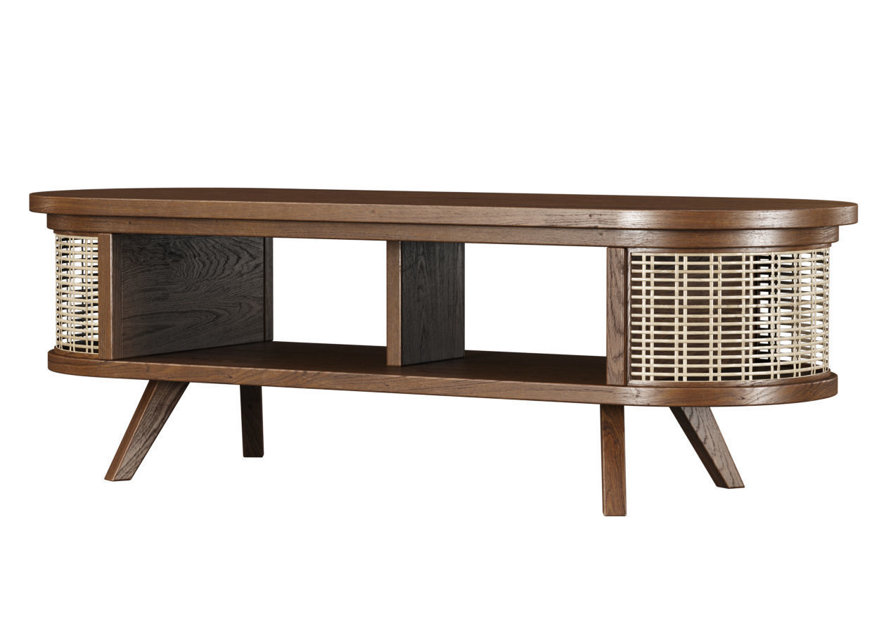 Noa wooden rattan coffee table NR01 by Bpoint Design 3D model_1