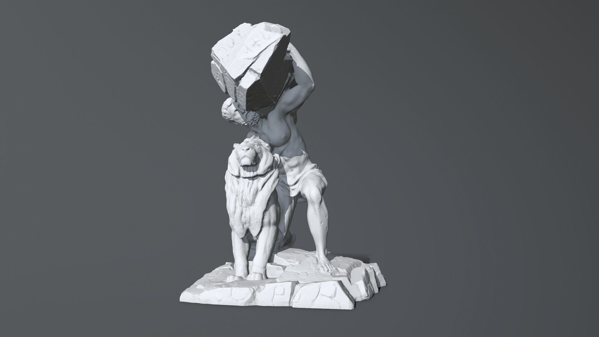 Hercules  and Lion 3D print model_5