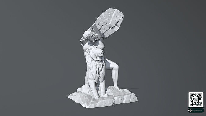 Hercules  and Lion 3D print model