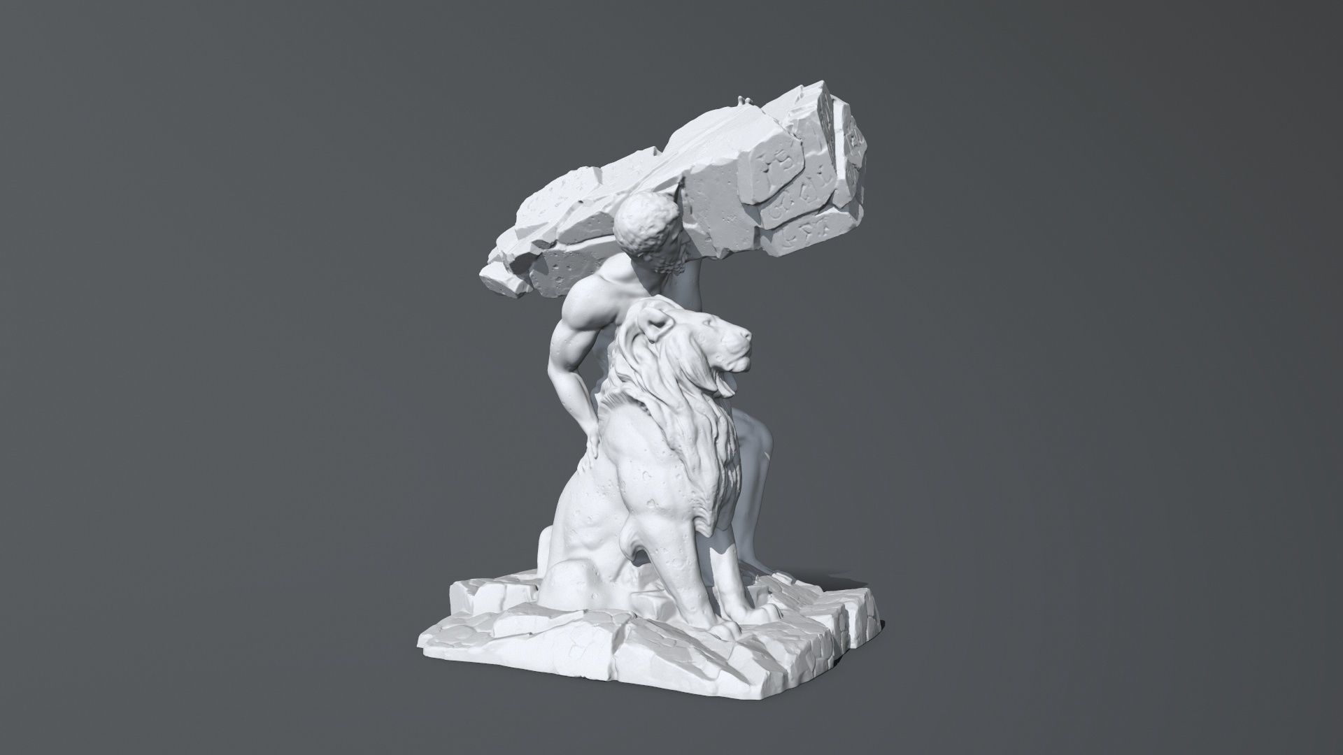 Hercules  and Lion 3D print model_1