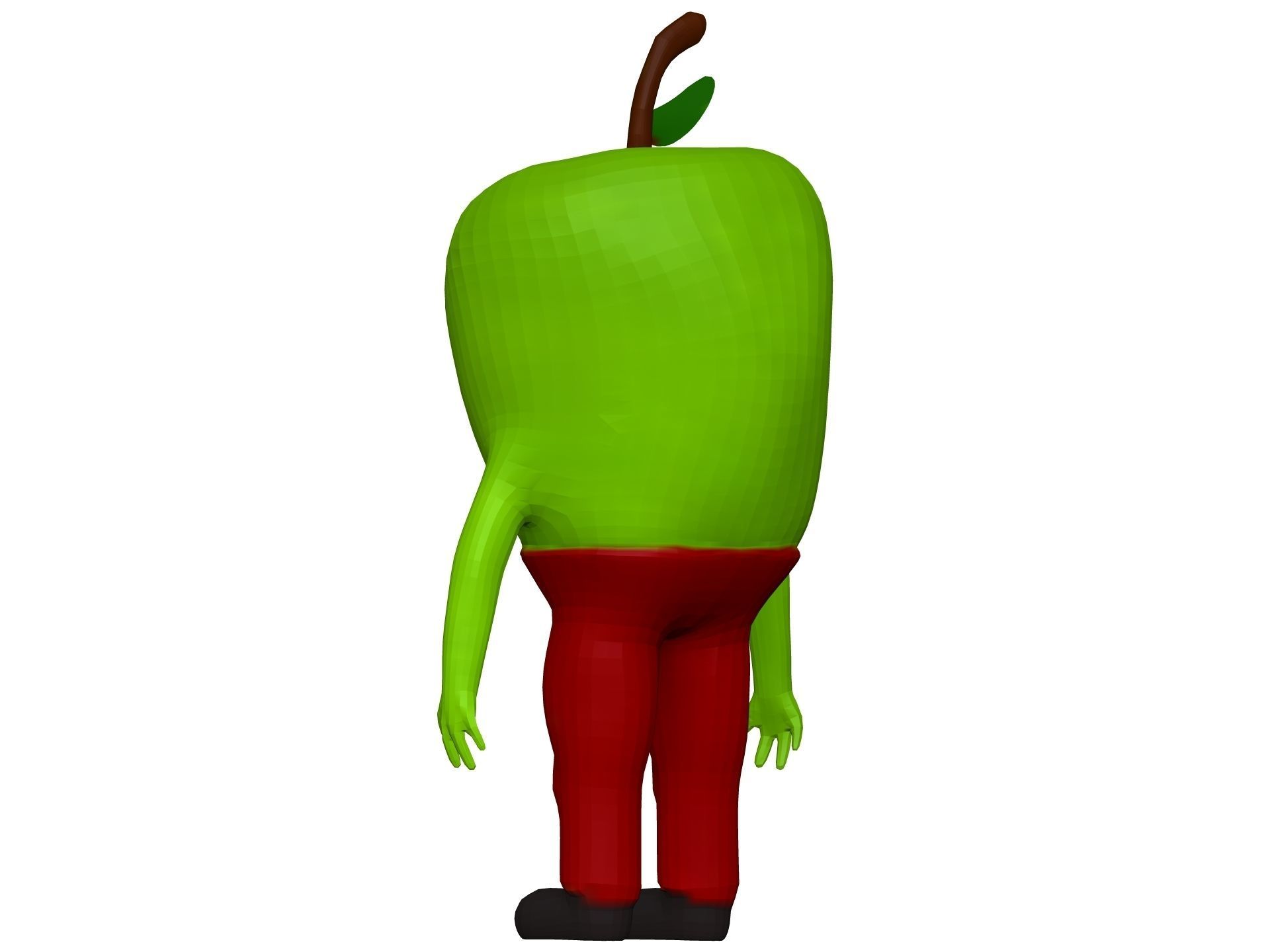 Cartoon Green Apple Low-poly 3D model_3