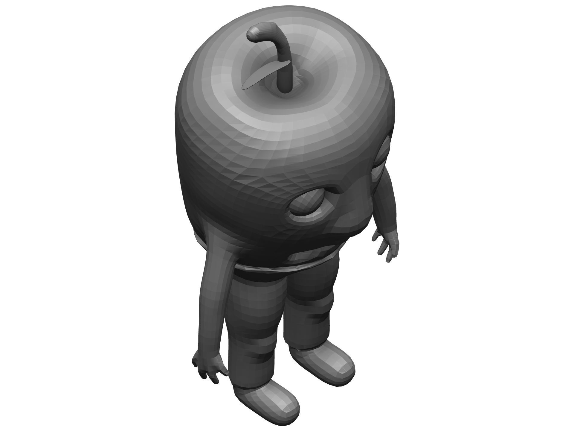 Cartoon Green Apple Low-poly 3D model_13